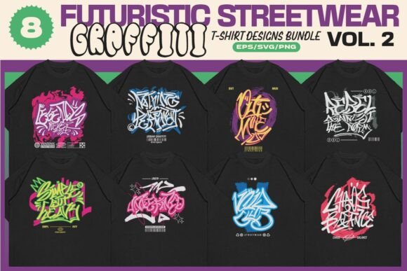 Futuristic Streetwear Graffiti Vol. 2: T-Shirt Design Graphics
