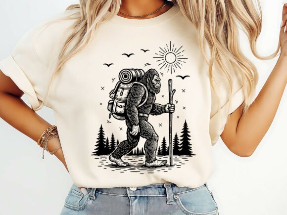 Hiking Bigfoot Forest Adventure Graphics for T-Shirt Designs