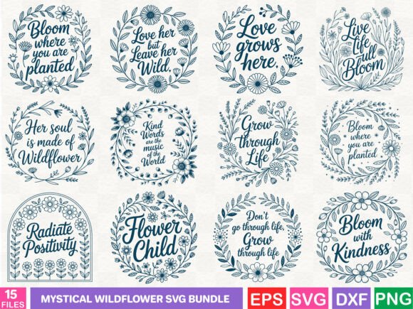 Mystical Wildflower SVG Bundle for Graphics & T-Shirt Designs
