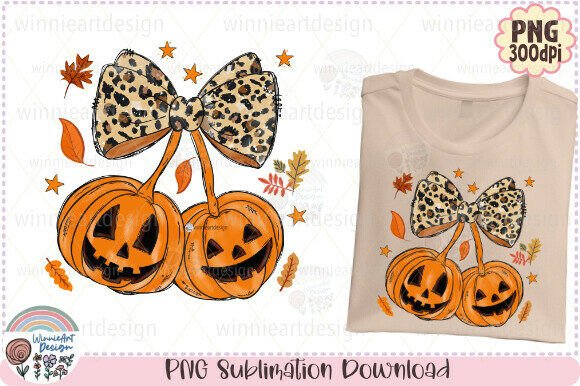 Pumpkin Leopard Print Cherry Coquette: A Graphics Asset for T-Shirt Designs
