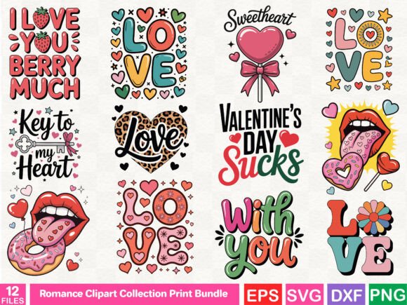 Romance Clipart Collection Print Bundle