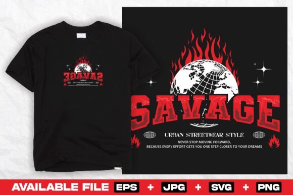 Savage Globe Flame: An Urban Streetwear Graphic