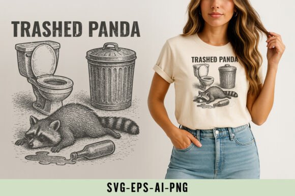 Trashed Panda Graphics for T-Shirt Designs