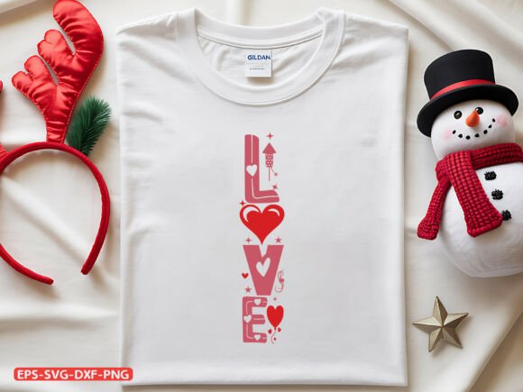 Vertical Love Valentine SVG Graphics for T-Shirt Designs