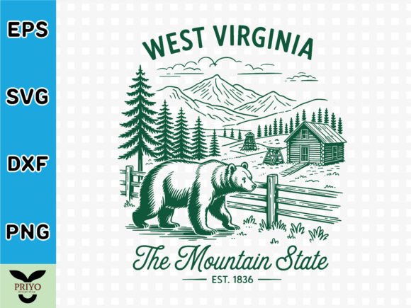 West Virginia Mountain State Graphics for T-Shirt Designs